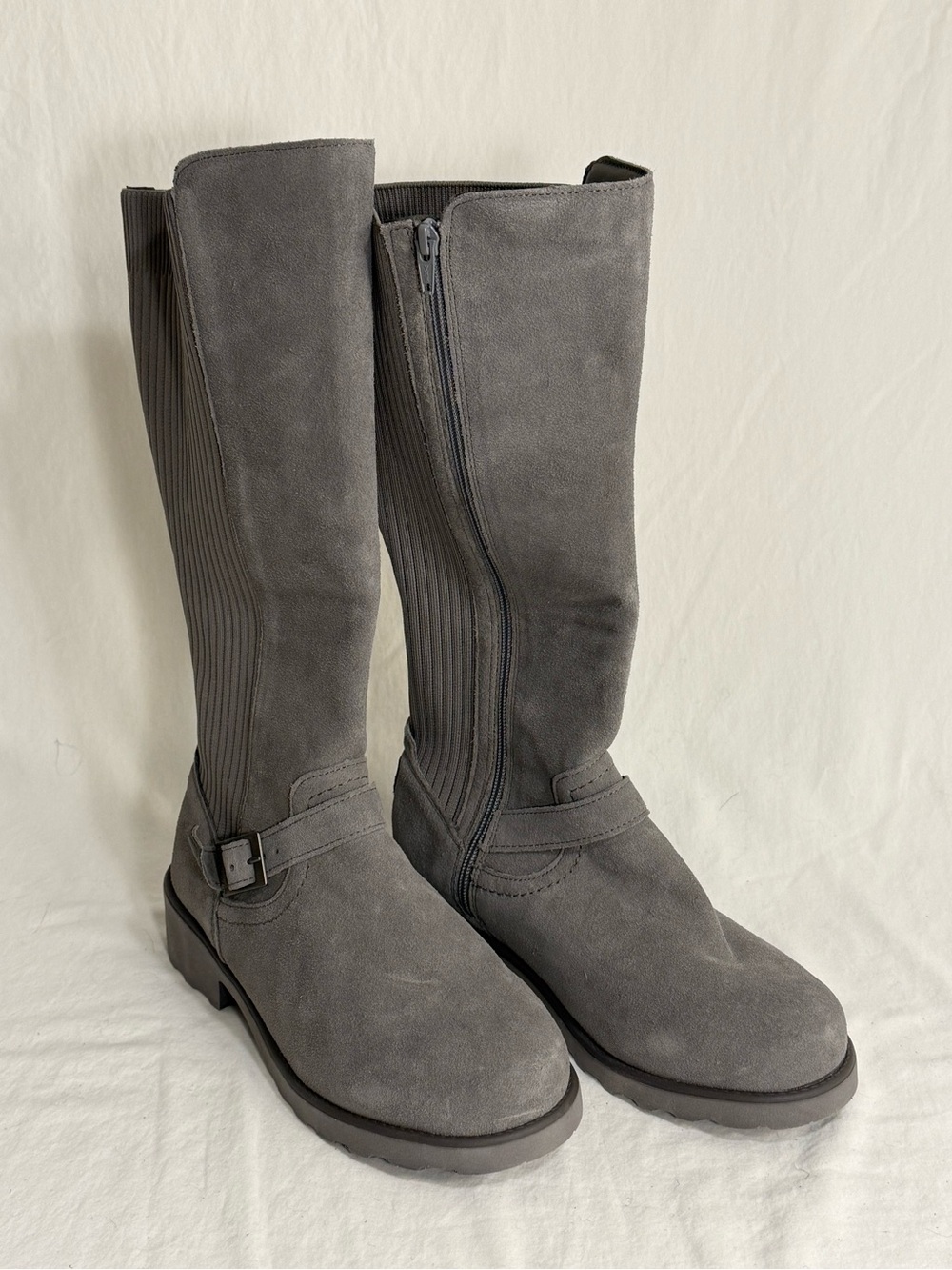 BearPaw “Babette” Gray Mid-Calf Suede Boots